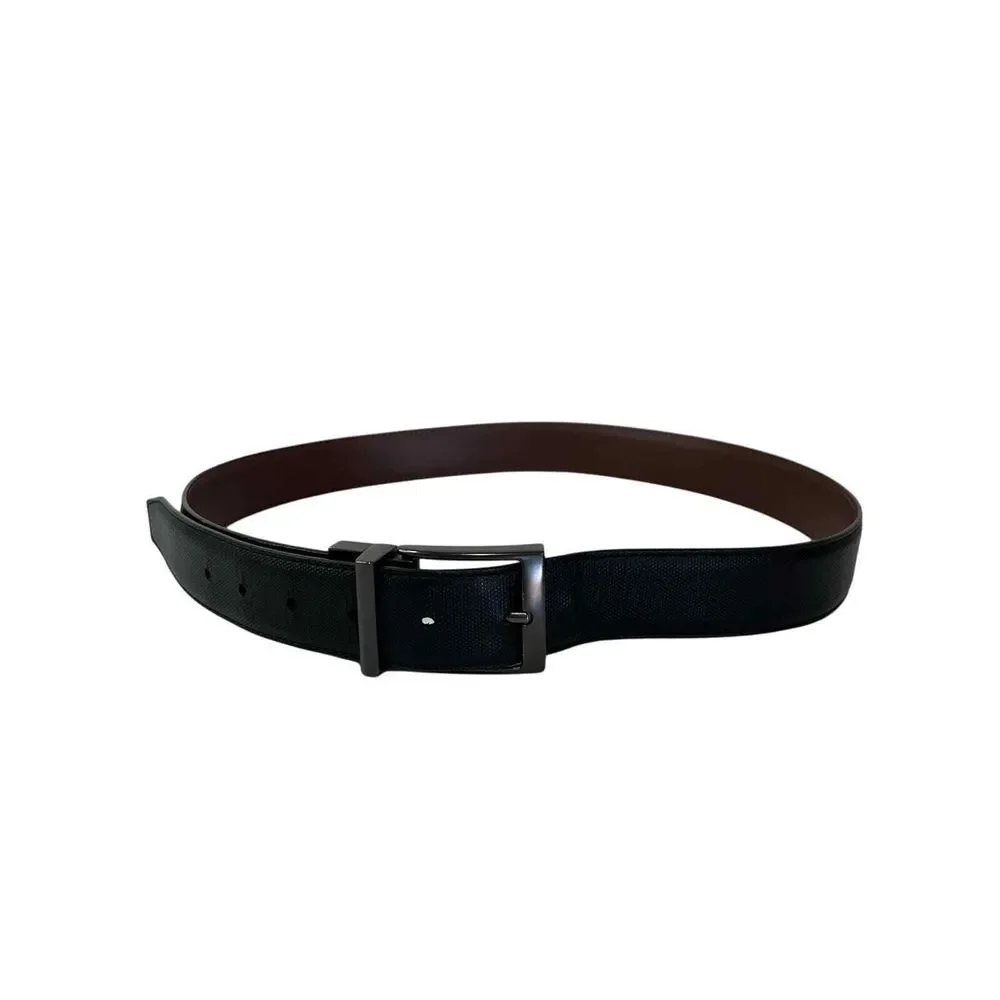Nike Men's Large Reversible Faux Leather Belt Classic Black Brown Minimalist